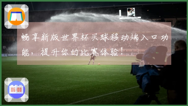 畅享新版世界杯买球移动端入口功能，提升你的比赛体验！